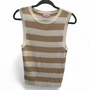 NWOT Pink Lily Tan and White Stripe Knit Top Sleeveless